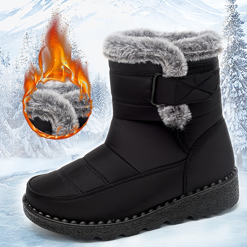 

Women's Winter Fleece Snow Boots, Fur Lined Warm Ankle Boots, Winter Outdoor Booties