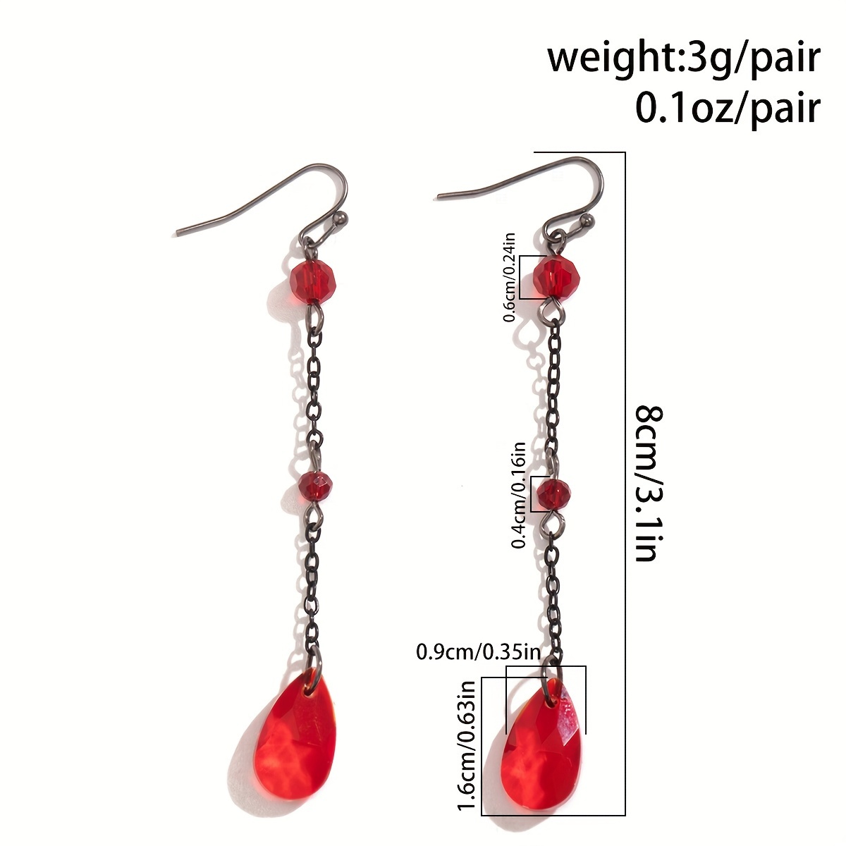 Gothic Style Crystal Water Drop Earrings for Halloween Party