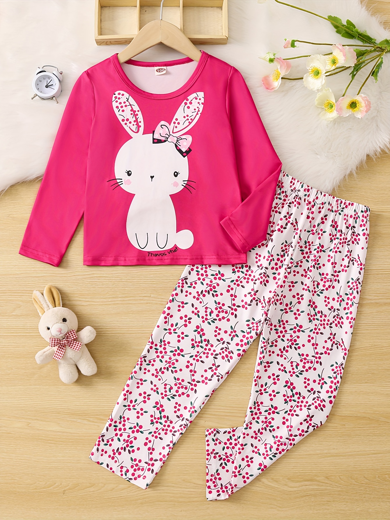 Women Fleece Pajama Sets Cute Bunny Eear Hooded Long Sleeve Tops and Pants  PJ Sets Plush Cosplay Loungewear Sleepwear