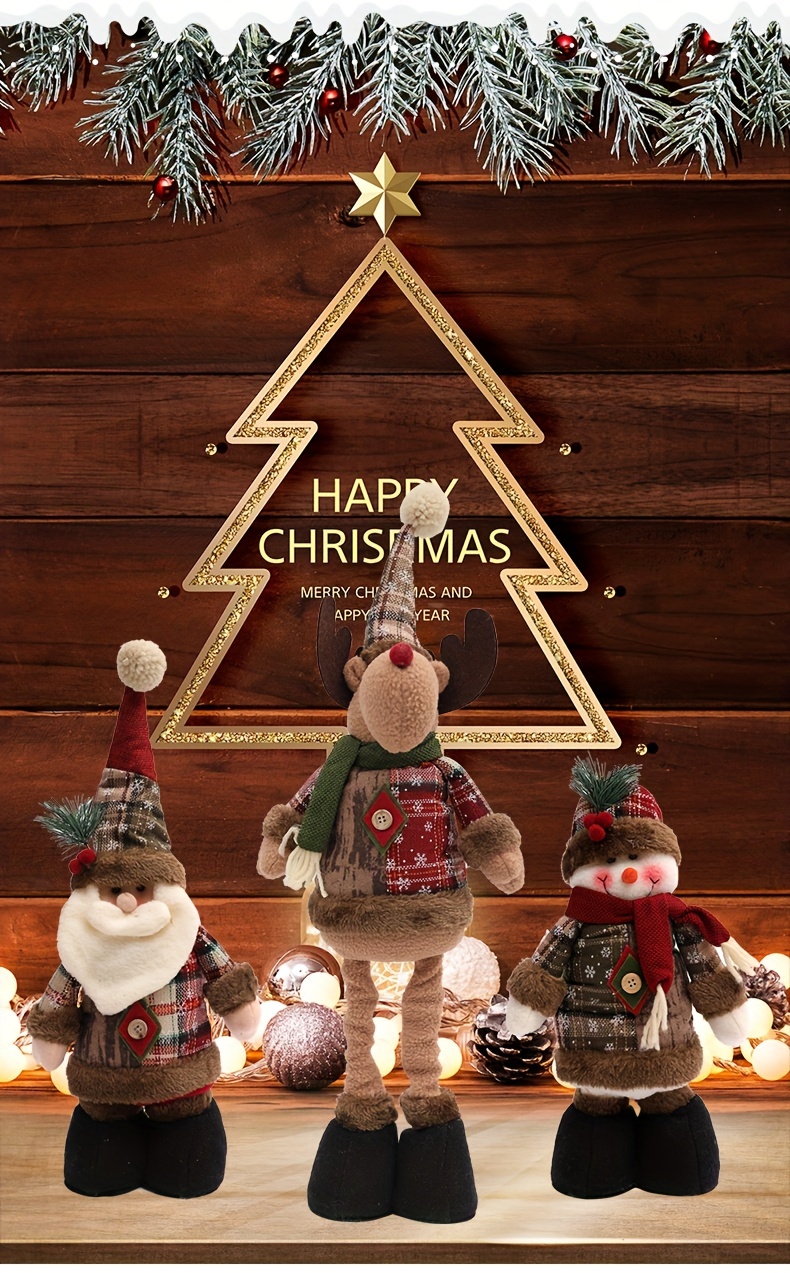 1pc New Christmas Decoration Long Dwarf Knife and Fork Set Christmas Doll  Old Man Snowman Dining Table Arrangement Christmas Decoration Tableware Set  Faceless Doll Tableware Decoration Elk Tableware Sleeve Khaki