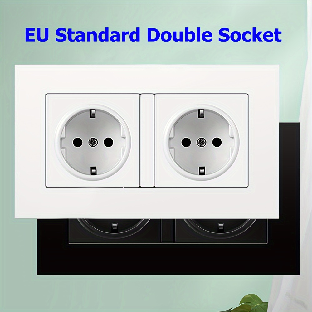 EU / französische Standard-Steckdose mit Doppel-Touch-Lichtschalter  Kristallglasscheibe