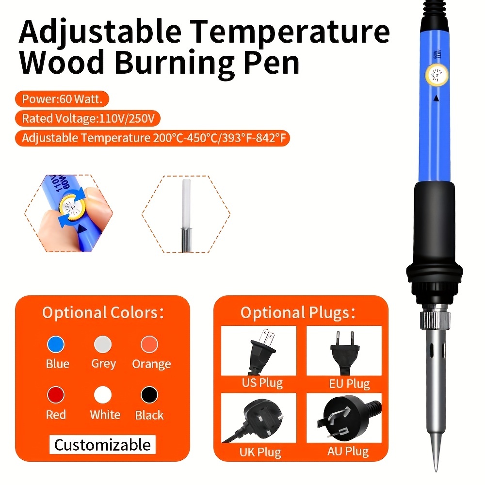 Wood Burning Kit, Wood Burner Pen Tool,adjustable Temperature UsPlug