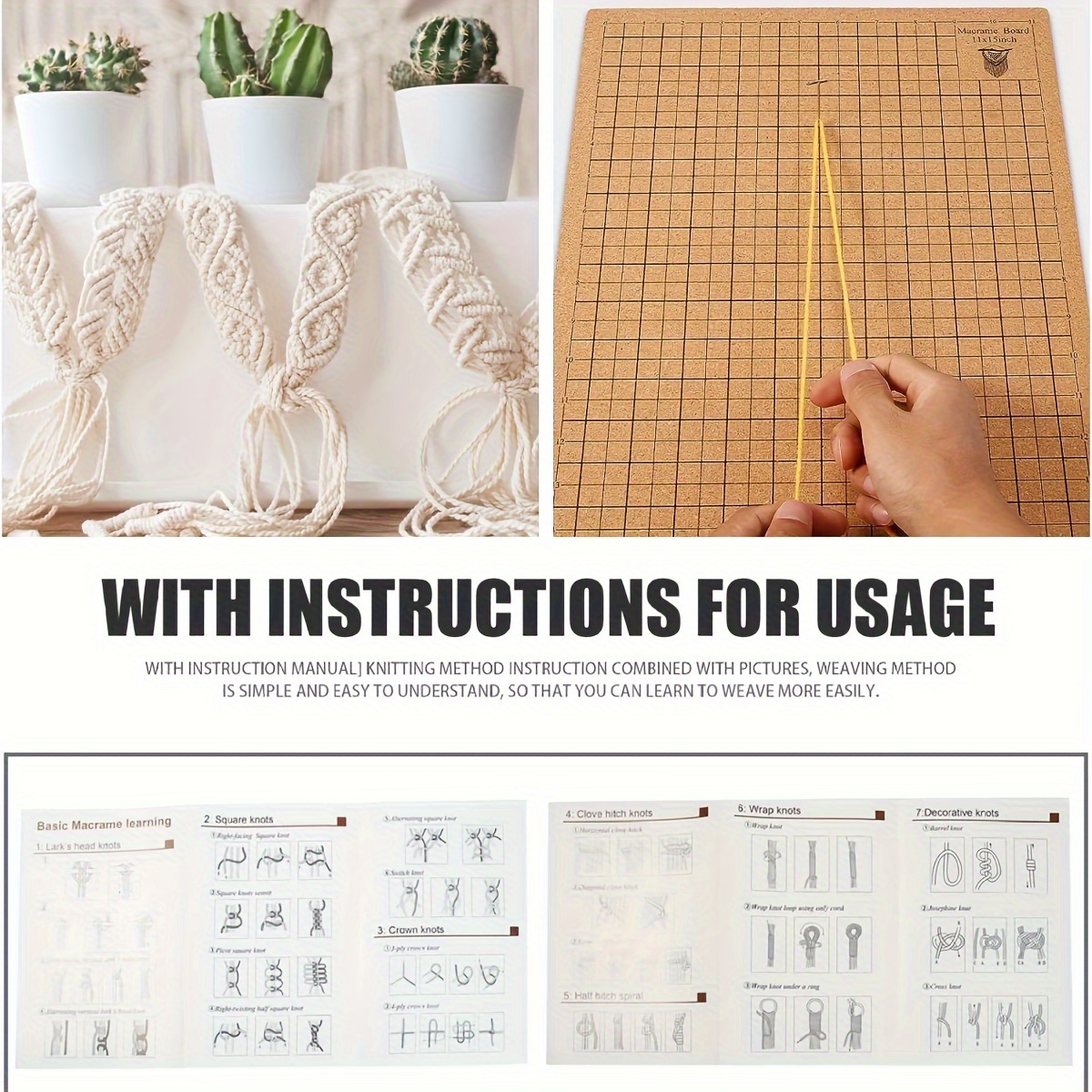 Macrame Cork Board, Macrame Measuring Board, Knitting Cork Board with a  Square Grid, Project Board for Bracelet, Lace and Hair Braiding Making