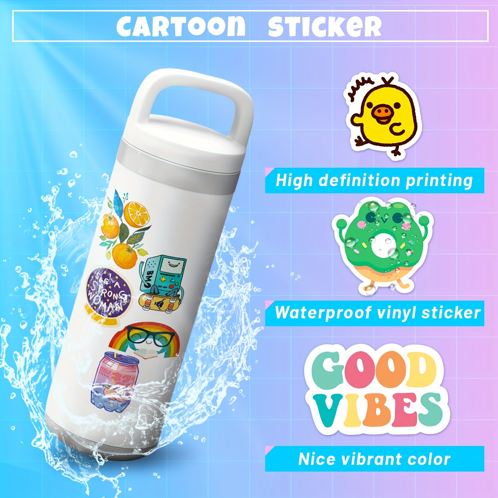 Stickers Packs For Water Bottles Cute Vinyl Waterproof - Temu