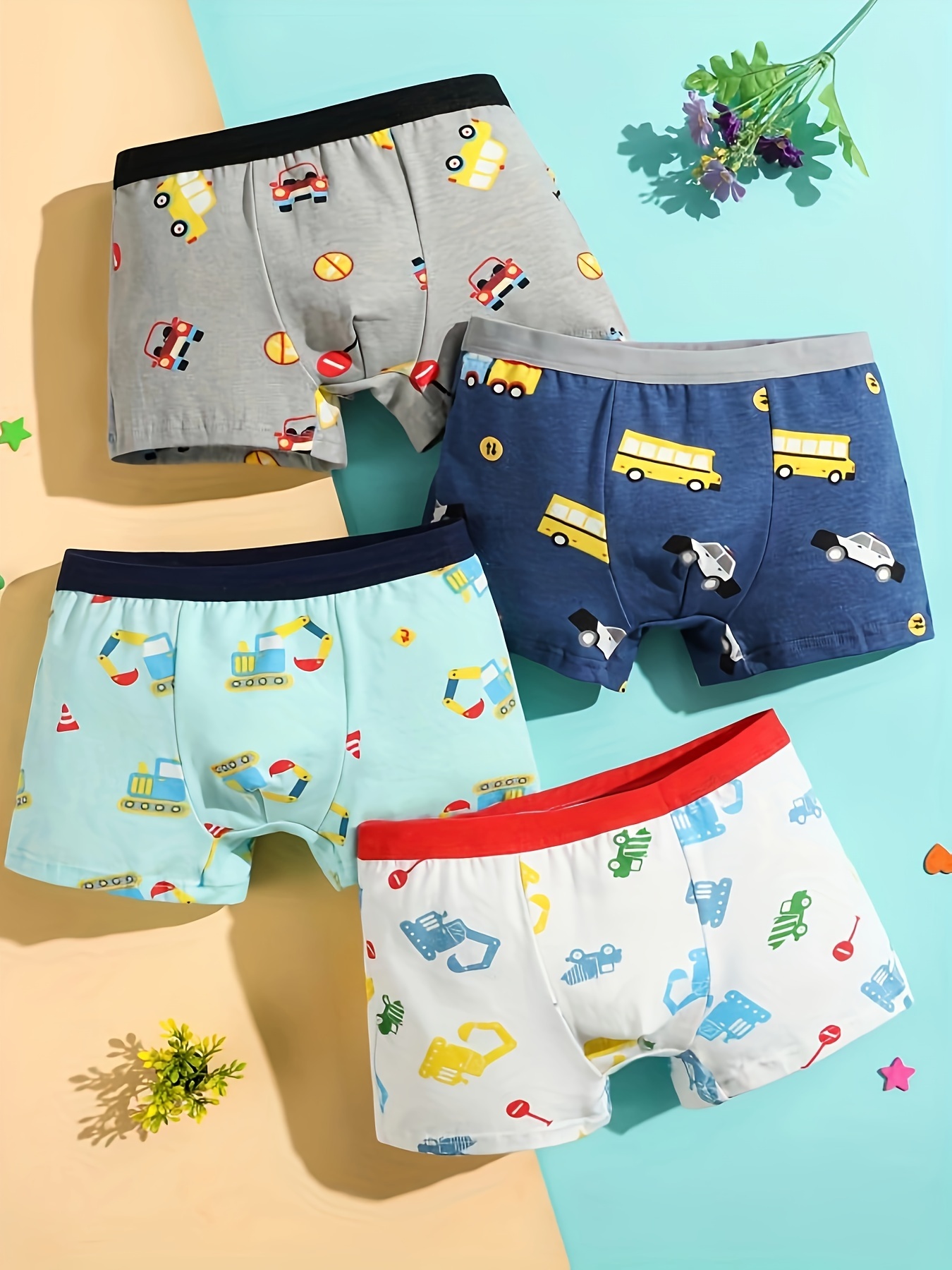 Boys Cartoon Car Dog Bear Boxer Briefs Underwear Soft - Temu Canada