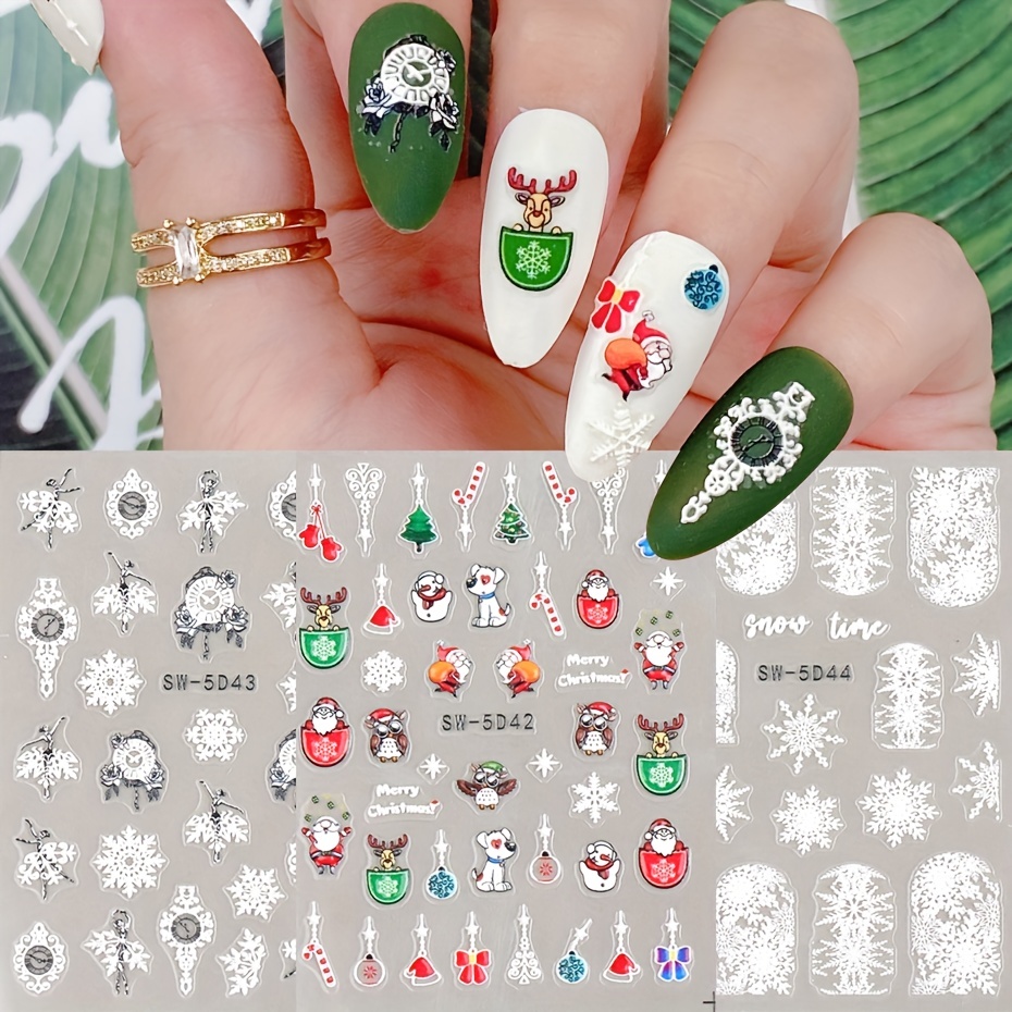 Christmas Snowflake Nail Sticker Colorful Snowflake Bronzing - Temu