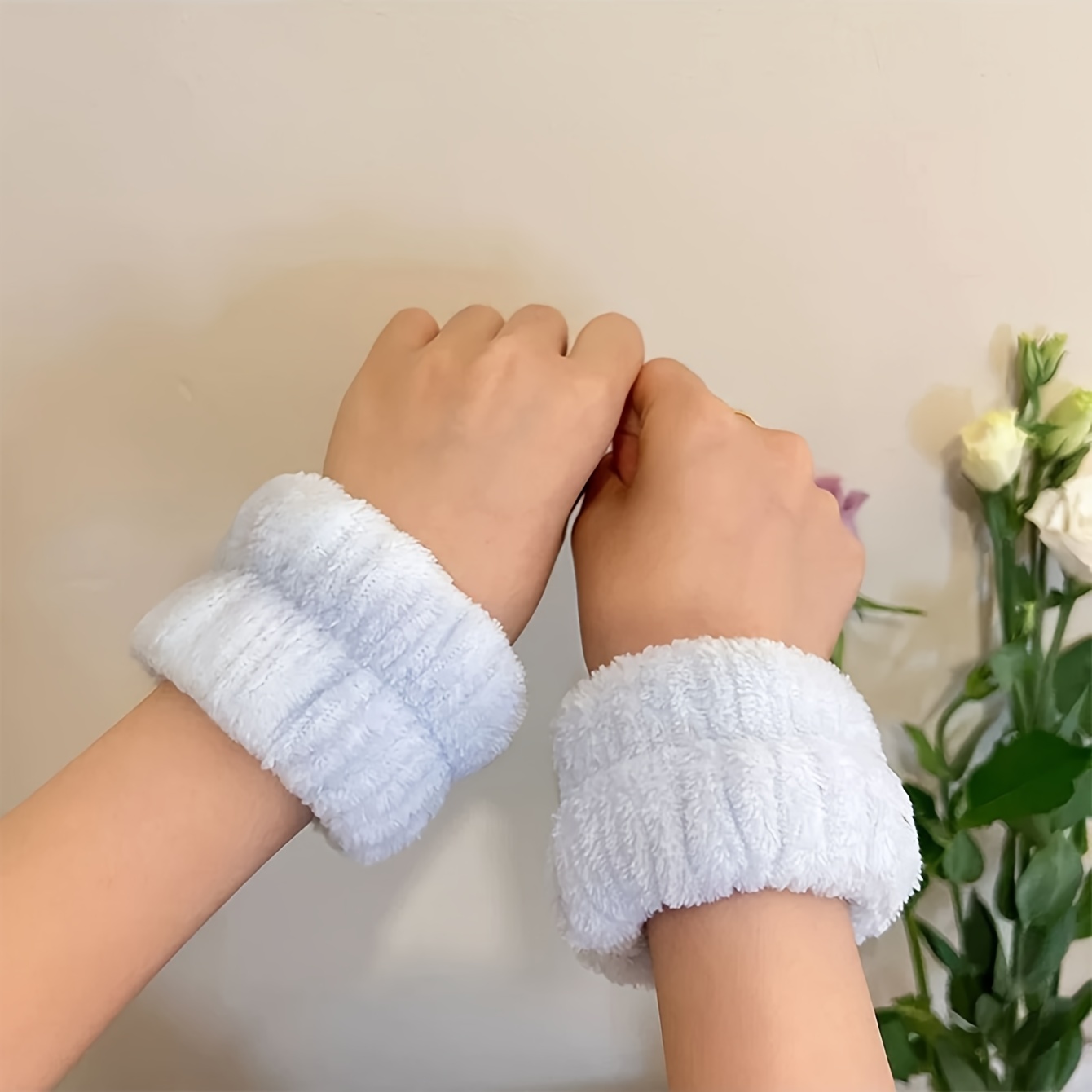2pcs Microfiber Wrist Wash Towel Band - Absorbent Wrist Sweatband for Women