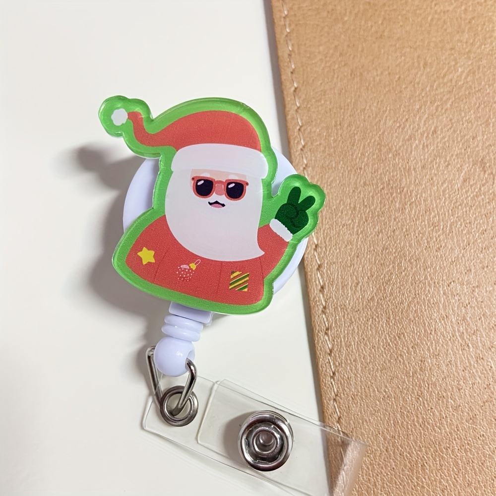 Santa Claus Badge Holder Retractable Xmas Cute Badge Reel - Temu