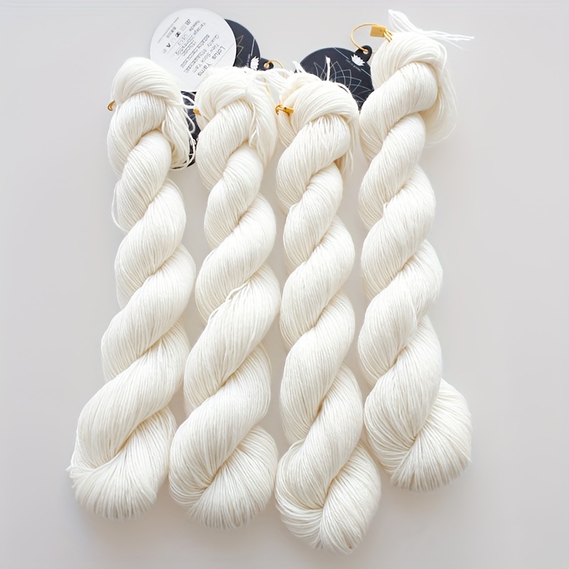 1pc 50g Undyed Silk Cotton Yarn Hand Knitting Yarn Nat White