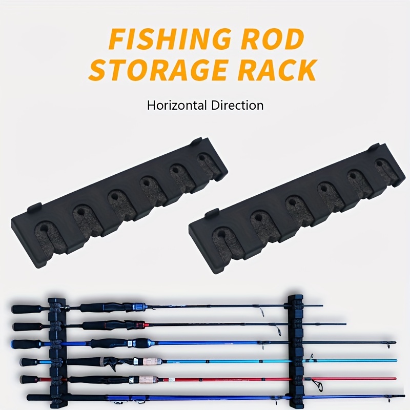 1pc Wall-Mounted Fishing Rod Rack for 6 Rods - Space-Saving and Convenient  Fishing Pole Holder
