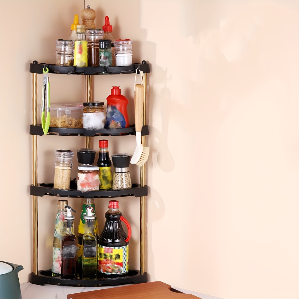 Kitchen Triangle Shelf Organizer Multi-Purpose Corner Spice Shelf Removable  Steel Rack Home Oil Salt Vinegar Storage Racks