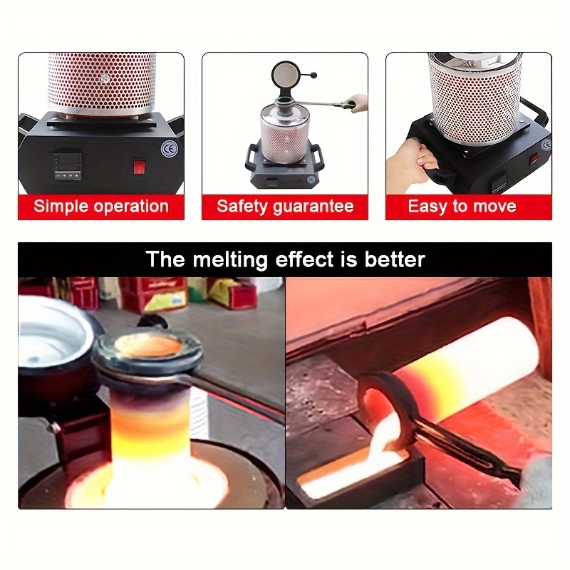 1500W Electric Gold Melting Furnace 1+3kg w/ Mesh Guard 2100℉ Metal Casting  Kit