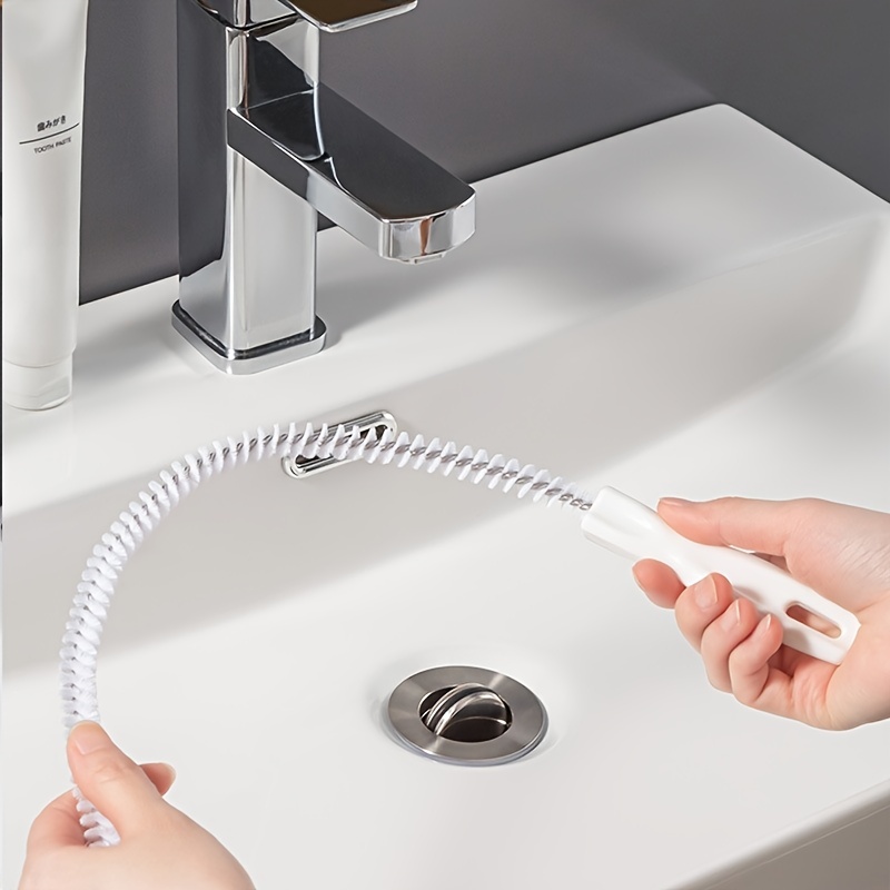 1pc White Drain Snake Hair Catcher, 17.7 Inches, Flexible Cleaning Tool For  Kitchen Sink, Bathroom Drain, Shower Drain, Kitchen Stuff