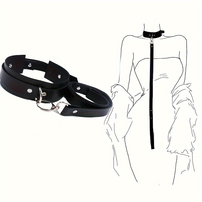 Punk Accessories - Oversized Leather Collar with Ring and Chain – Gothikco