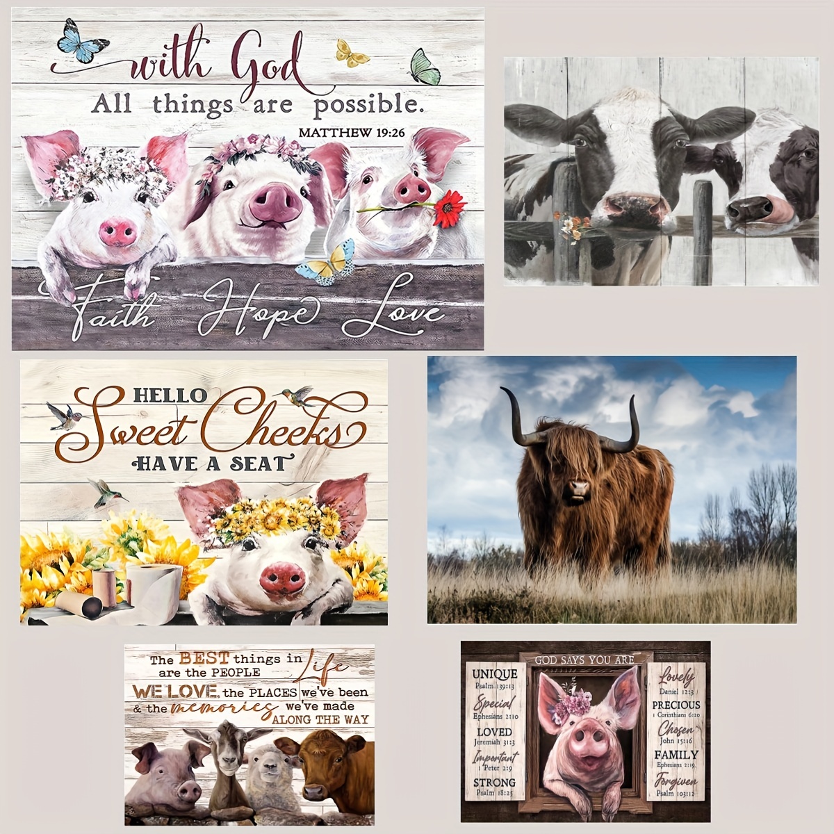 Cute Pig Canvas Wall Art For Home Decor Rustic Farmhouse Style Modern  Prints For Bathroom, Bedroom, Living Room, Kitchen, And Office Funny Piggy  Pictures God Says You Are