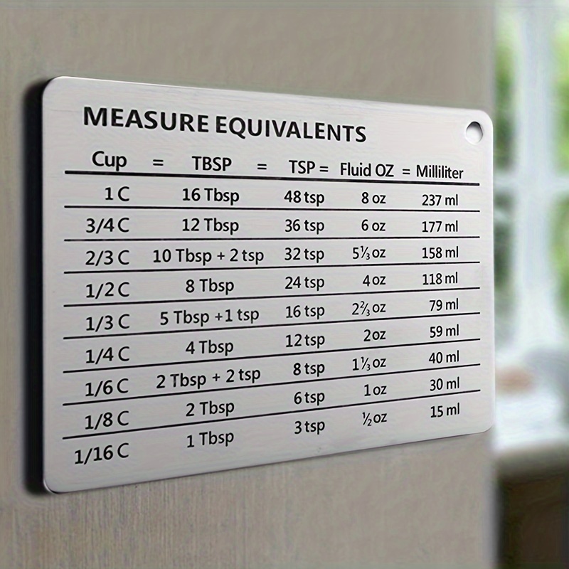 Magnetic Kitchen Conversion Chart Stainless Steel Refrigerator Magnet  Measurement Conversion Chart with Scale Plate for Cups, Tablespoons,  Teaspoons