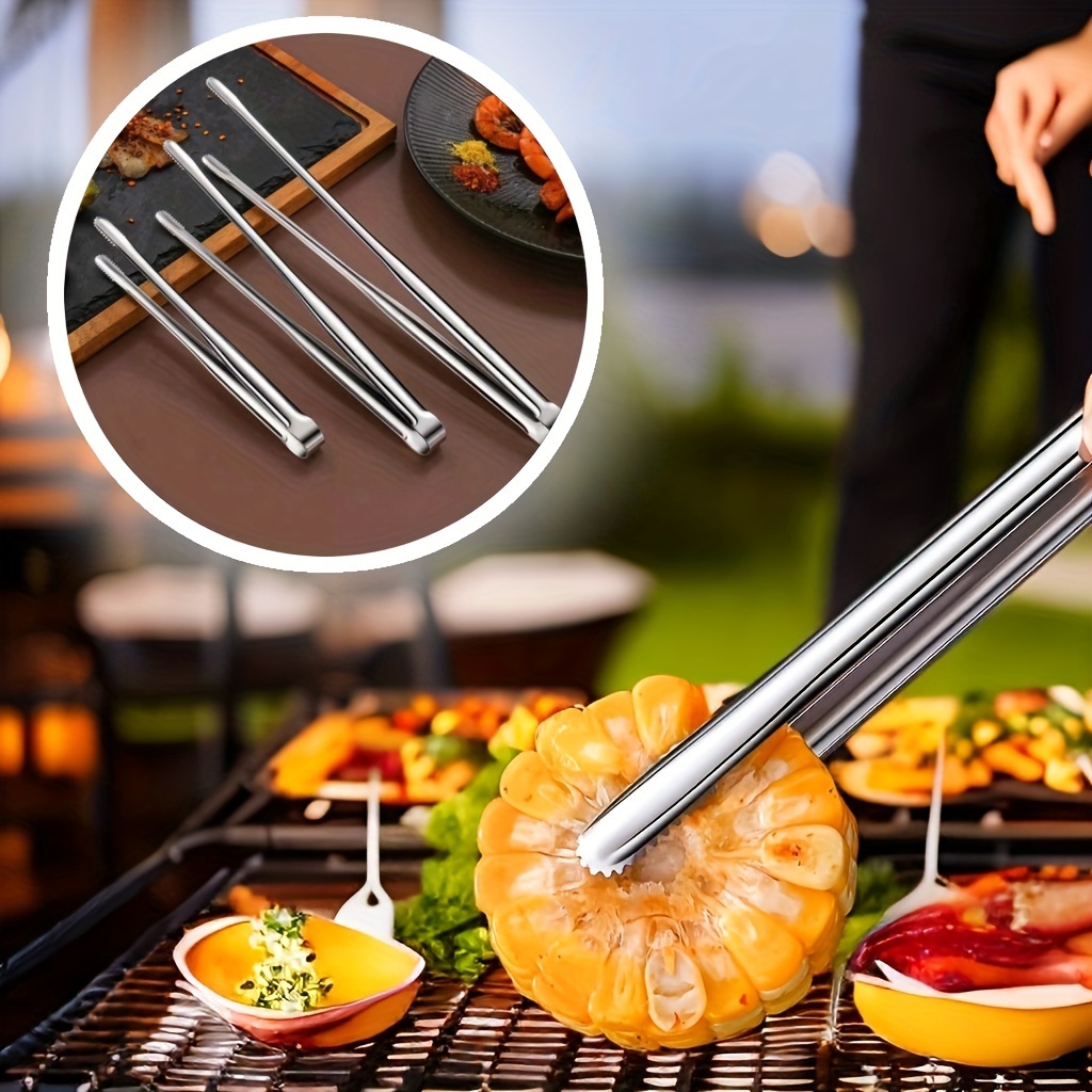  4Pcs Stainless Steel Kitchen Tongs, Serving Tongs for Cooking,  10 Metal Food Tongs with Non-Slip Comfort Grip, Non-Stick Cooking Tongs  High Heat Resistant BBQ Tongs Grill Tongs for Barbecue Grilling 