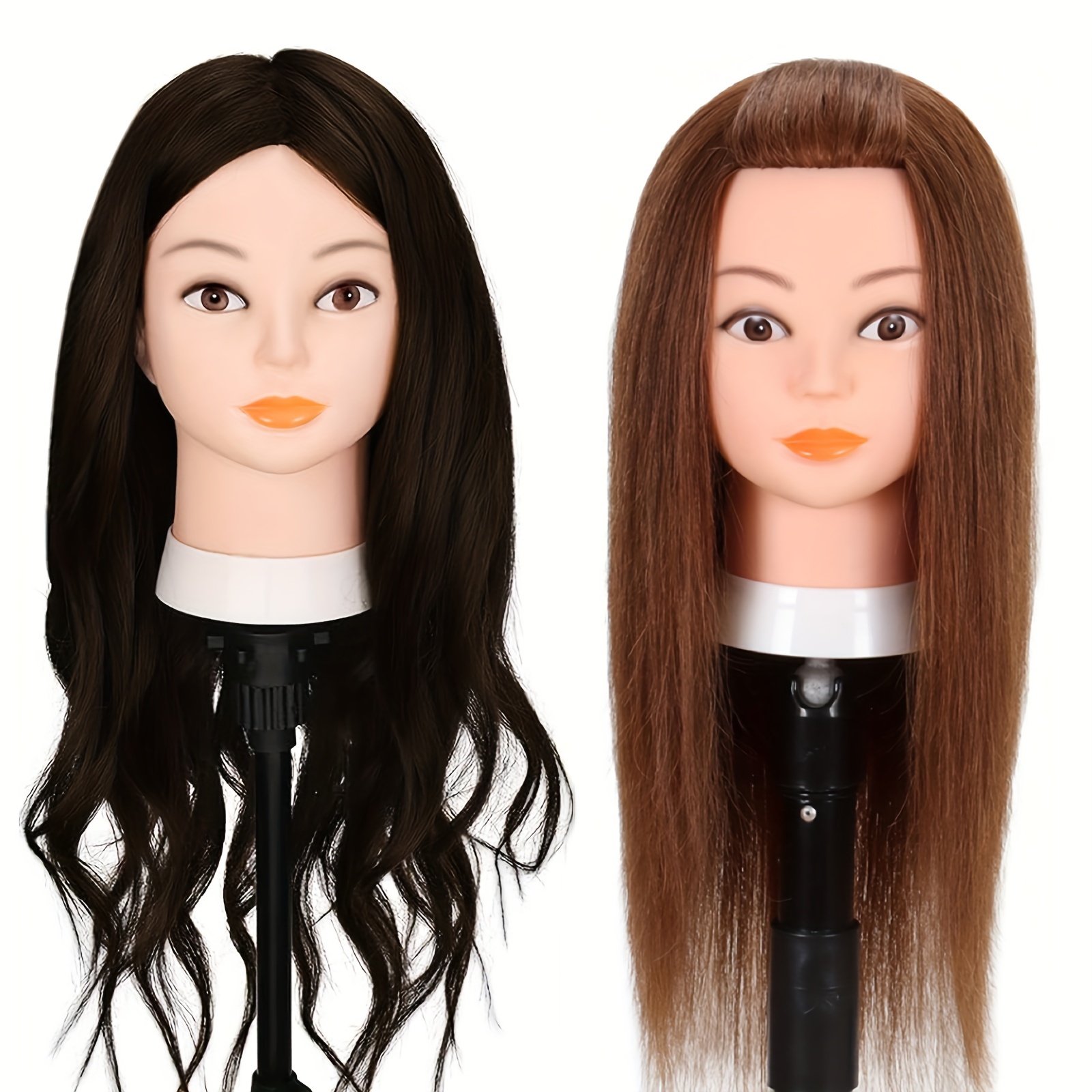 23'' Mannequin Head with 80% Real Human Hair, Cosmetology Manican Makeup  Doll Head Hair Hairstyling Braiding Hairdressing Practice Training Manikin