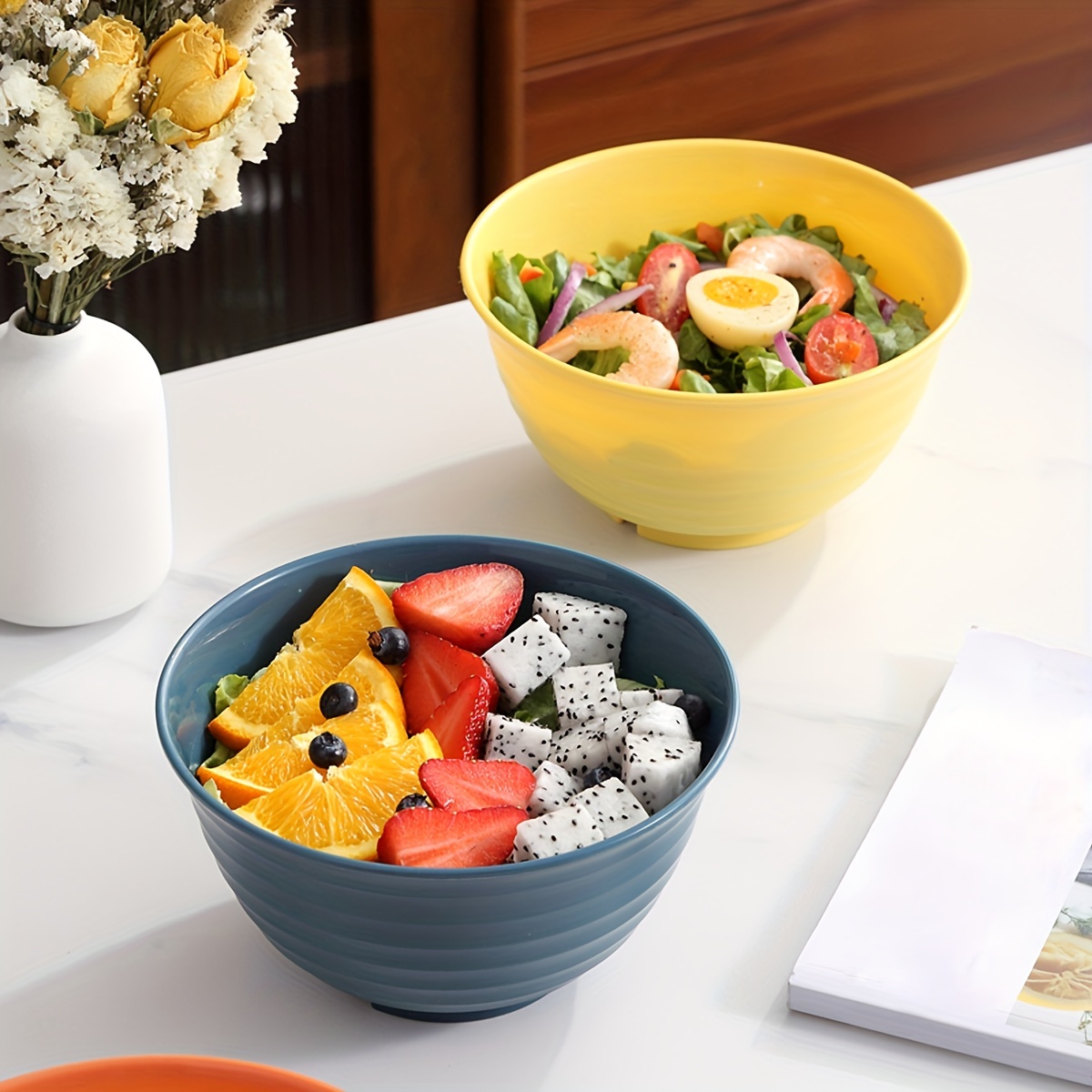 Plastic Cereal Bowls Salad Bowl Microwave And Dishwasher - Temu