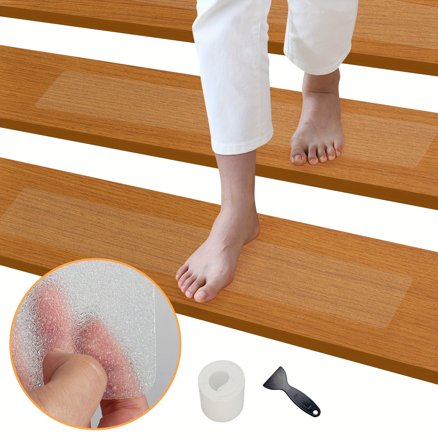 6pcs/10pcs Anti Slip Adhesive Tape Strips. Grip Tape Treads For Stair  Treads & Steps. Clear Non Slip Indoor/Outdoor Adhesive Strips Non-slip Grip  Strips/Tread Runners