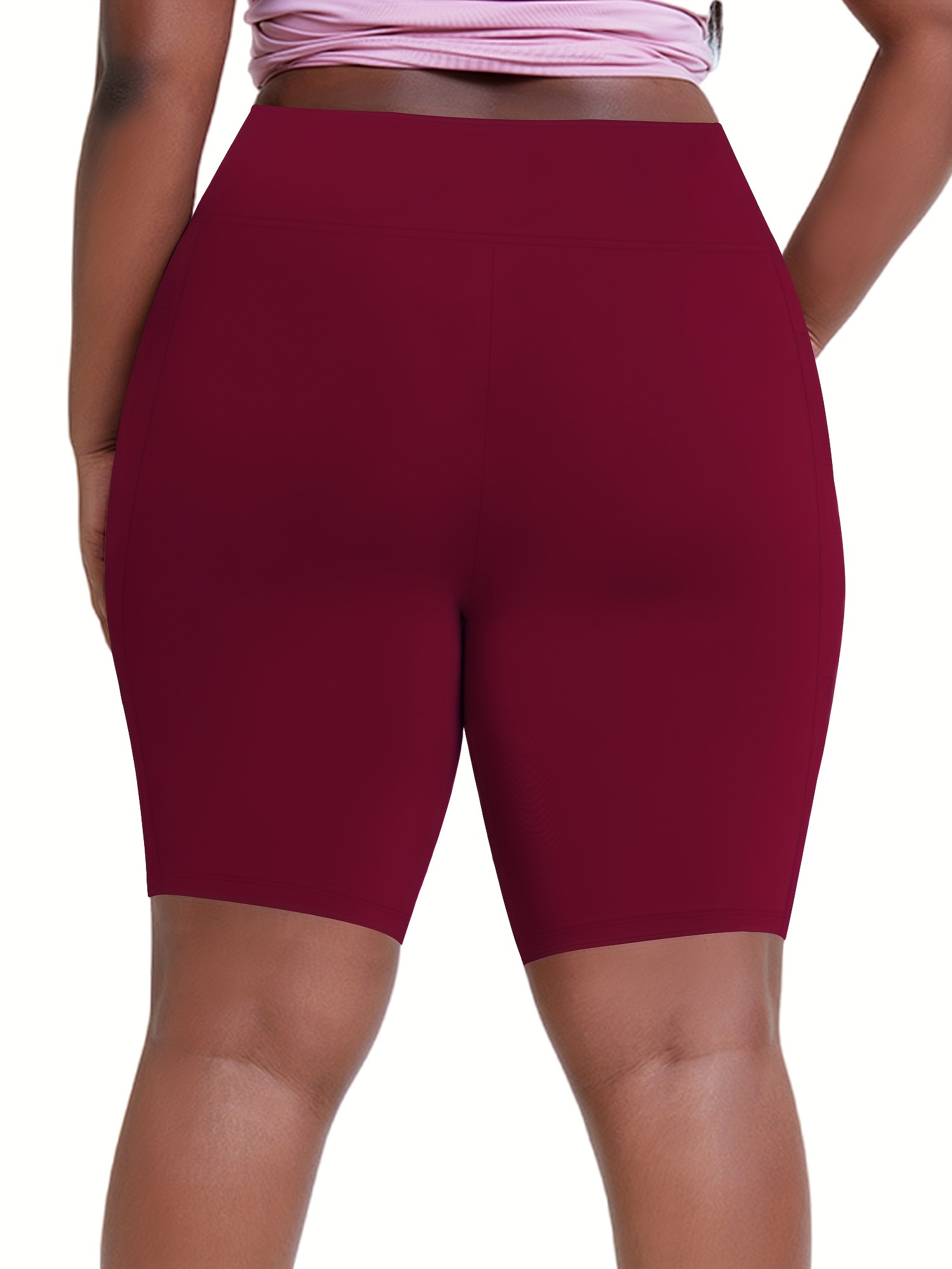 Plus Size Sports Shorts Women's Plus Solid Seamless High - Temu