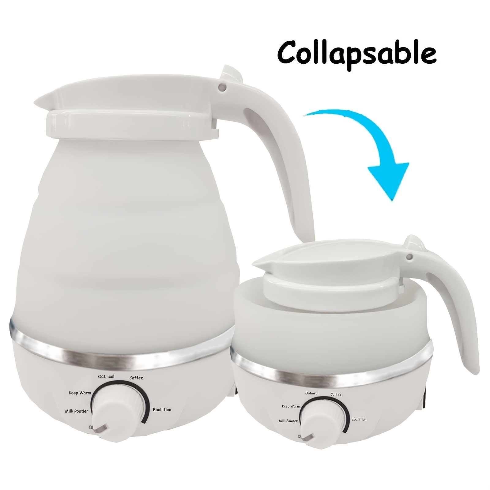 Travel Kettle Electric Small Foldable Portable Kettle,Silicone Collapsible  Heating Water Boiler Tea Pot for Camping,Easy for Storage with Separable