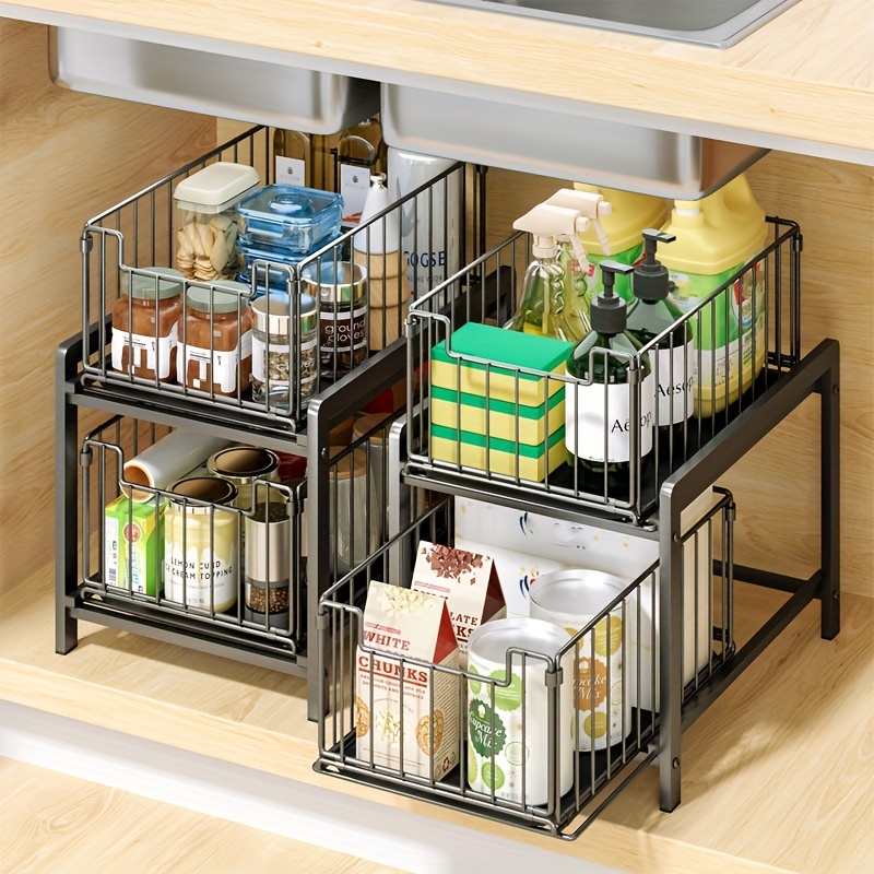 Under Sink Dish Rack And Storage Organizer - Pull Out Cabinet, Drawer, And  Shelf - Kitchen Accessories For Efficient And Convenient Cleaning - Temu  Italy