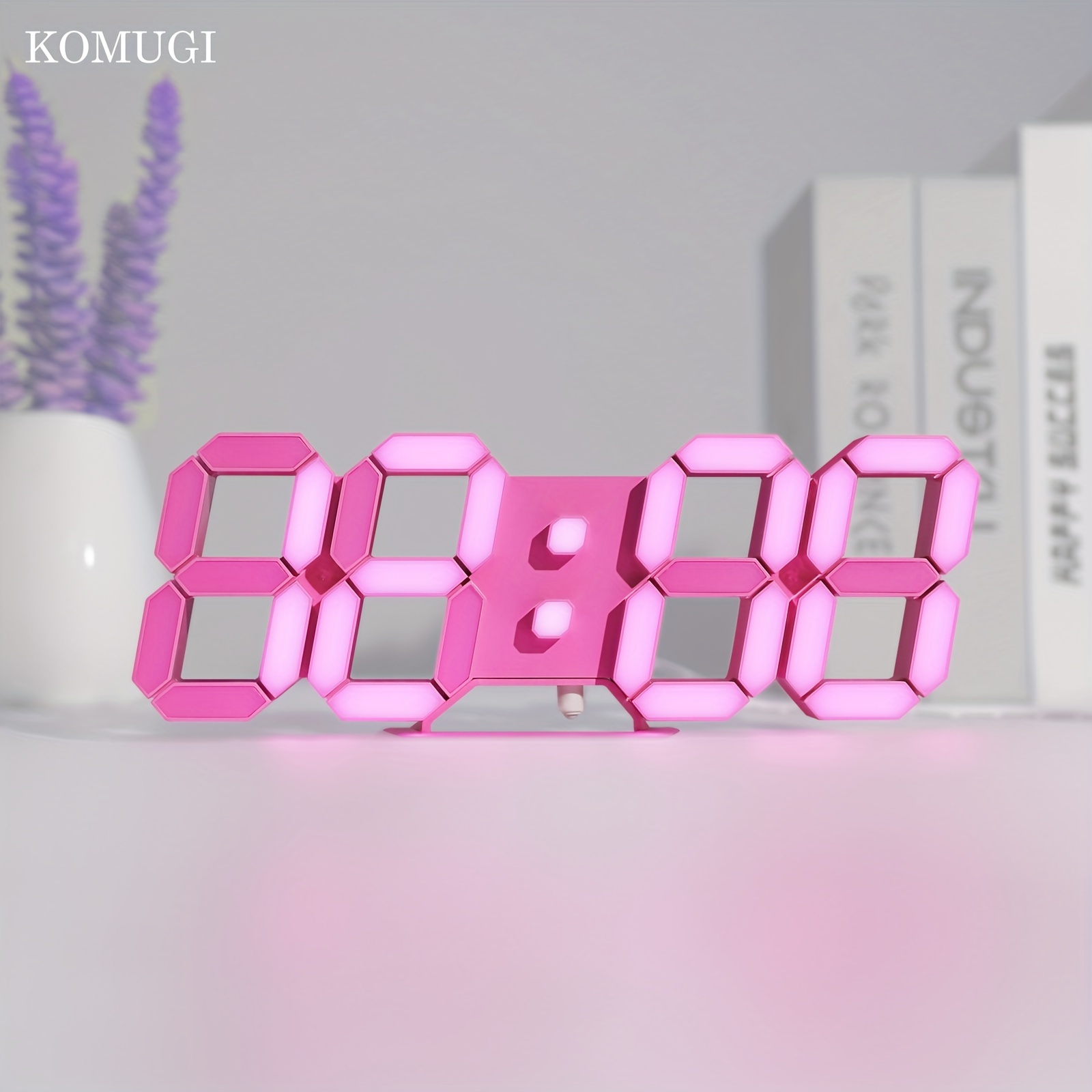 1pc Pink LED Clock For Room Decor, 9.7" Digital Wall Clock Table Clock For Living Room, Modern Digital Alarm Clock For Bedroom, Aesthetic Bedside Desk