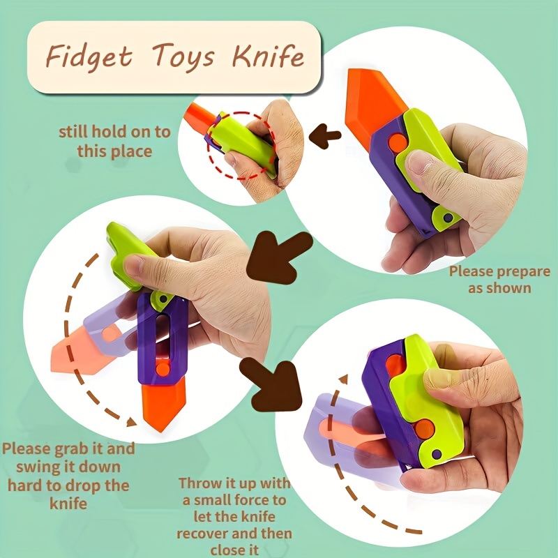 Radish Fidget Knife Toy, Radish Fidget Toys Knife, 3D Printing