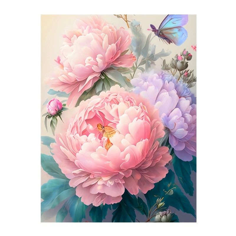 

5d Diy Diamond Painting For Adults And Beginners Peony Flower Diamond Painting For Living Room Bedroom Decoration
