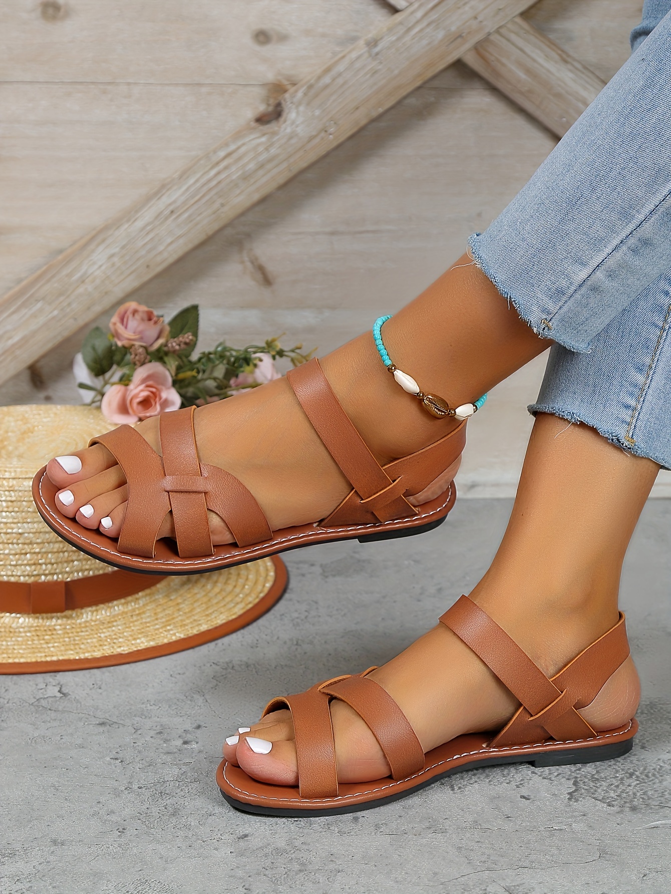 women s flat sandals casual open toe summer shoes details 7