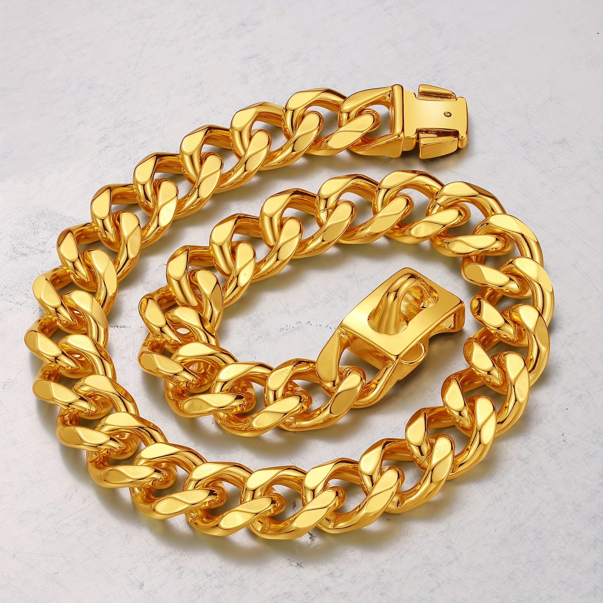 Golden Dog Chain Collar Walking Metal Chain Collar - Temu