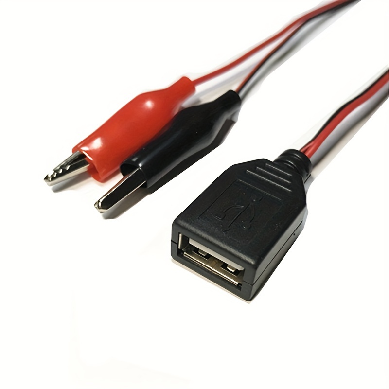 Cable con pinzas tipo caimán y conector usb 5v