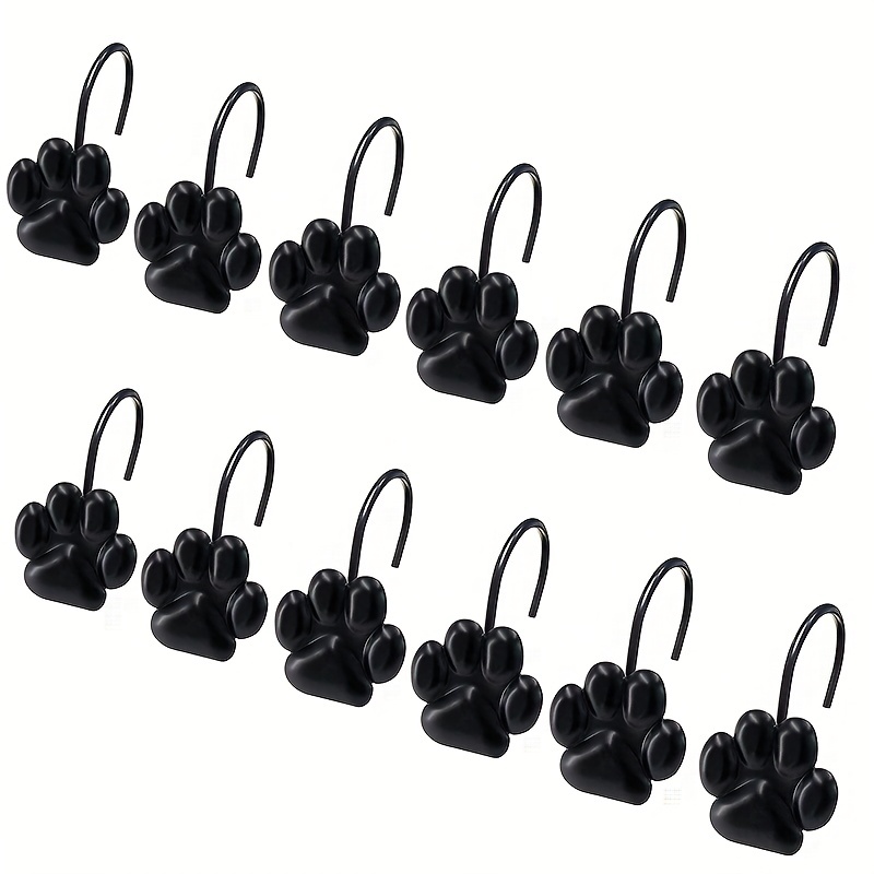 12pcs Cat Paw Print Shower Curtain Hook Bathroom Accessories