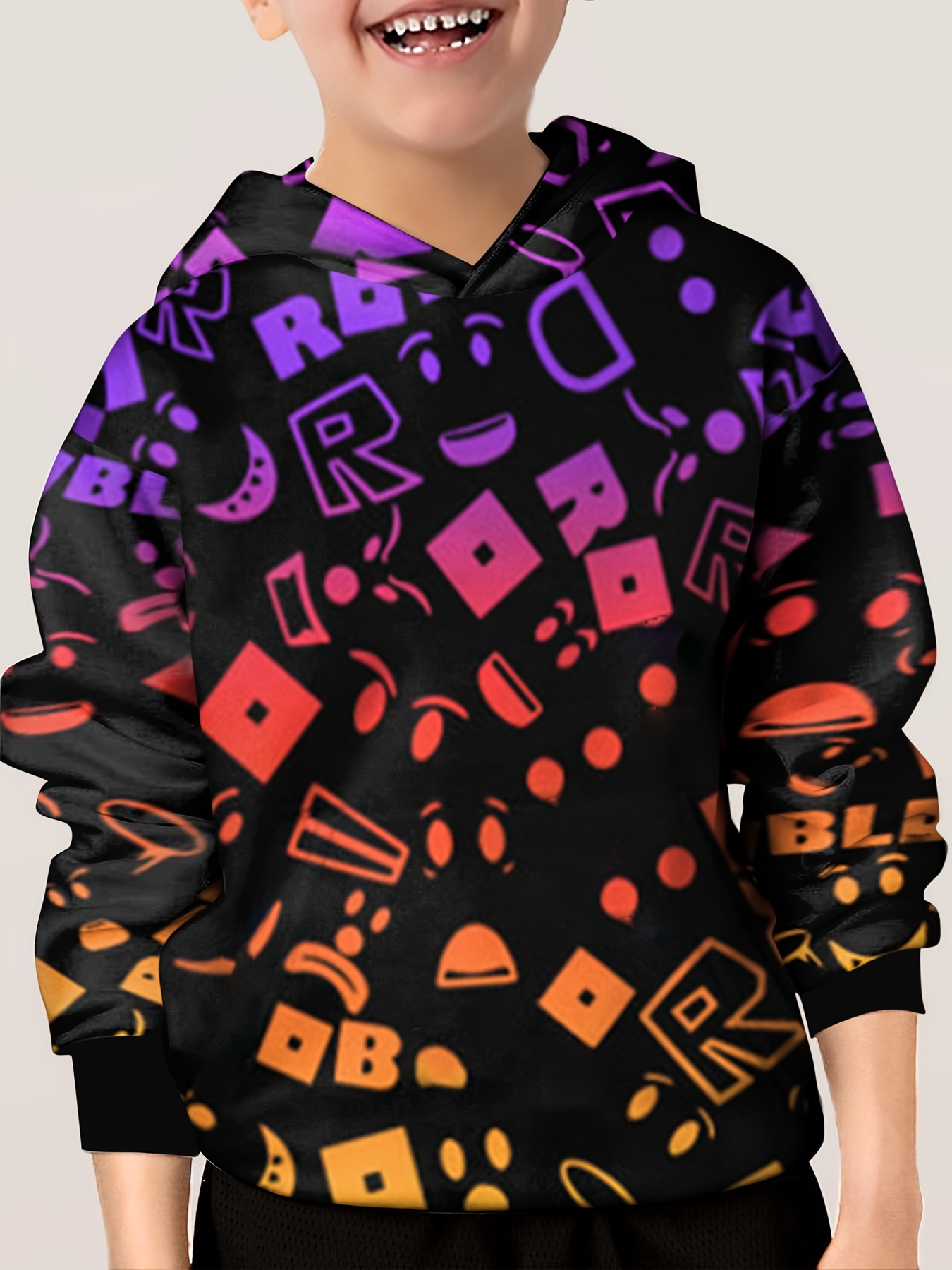 ROBLOX Print Hoodie infantil, camisola com zíper, casaco dos