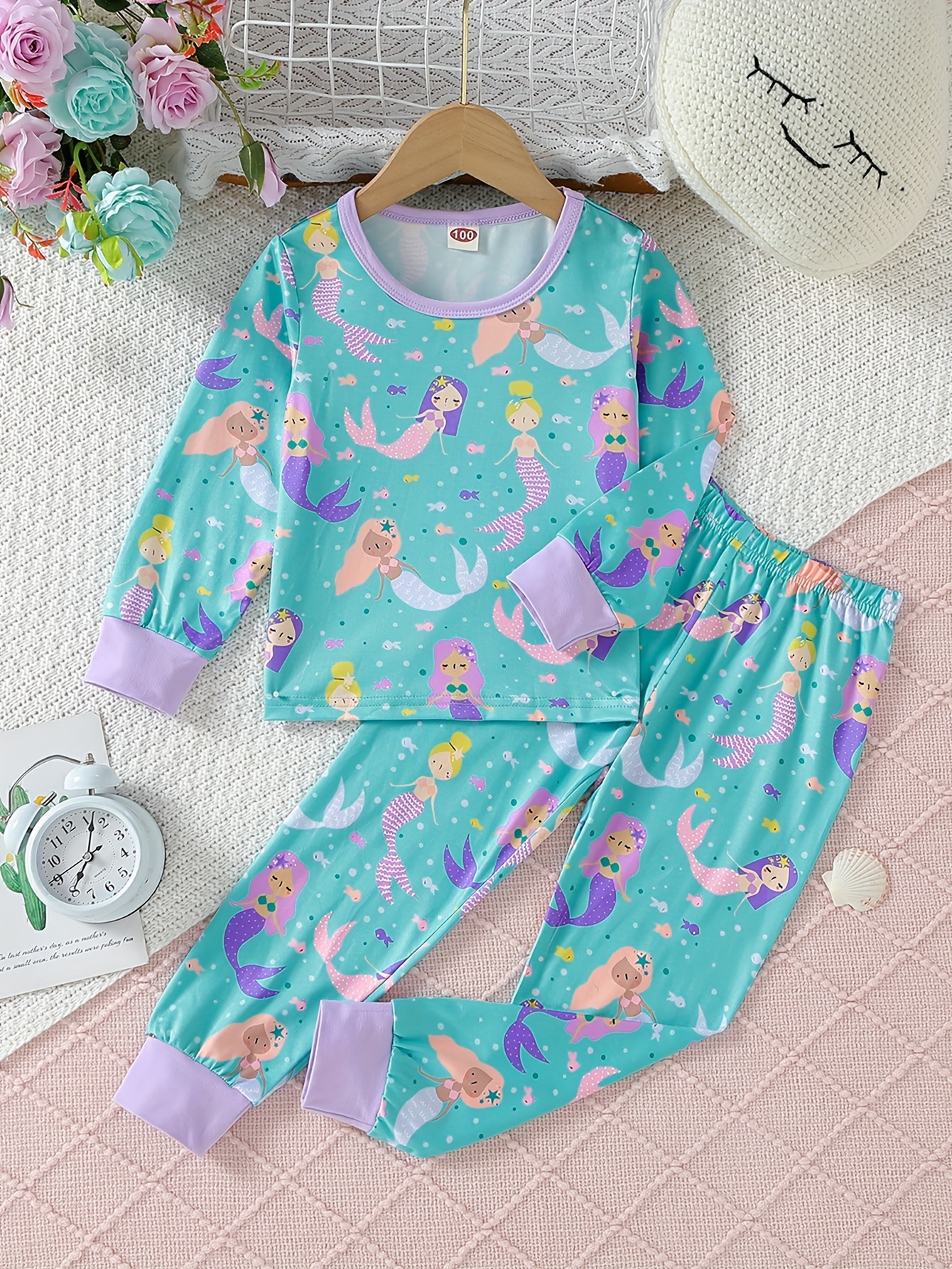 Little hand Toddler Girls Unicorn Pajamas Long Sleeve Tops & Pants Pajama  Set 6t 