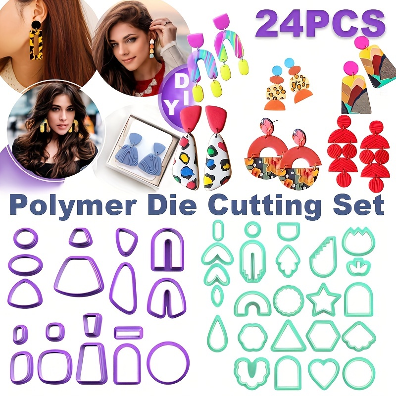 Polymer Clay Earring Making Kit Include 30pcs Polymer Clay Earring Cutters  Molds, 32colors Clay, To