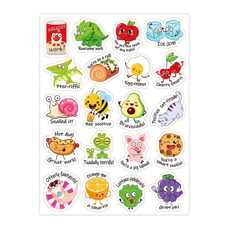 Punny Rewards Stickers Cute Fruit Cartoon Animal Stickers - Temu