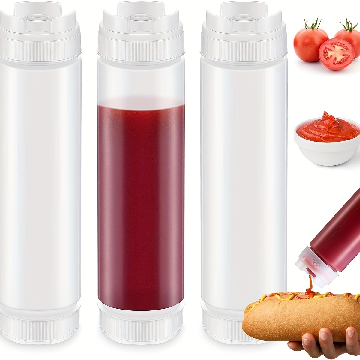 24 Pcs 8 oz Plastic Condiment Squeeze Bottles Squeeze Leak Proof  Multipurpose Squirt Bottles with Twist Top Cap for Sauces Ketchup BBQ Syrup  Dressings