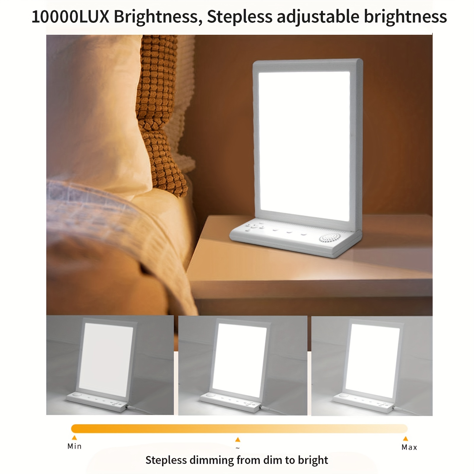 Lampe lumière du jour,lampe de luminothérapie 10000 Lux sans UV,lampe  lumière du jour avec 3 températures de couleur,4 minuteries et 5 intensités  lumineuses réglables et fonction mémoire(White) en destockage et  reconditionné chez