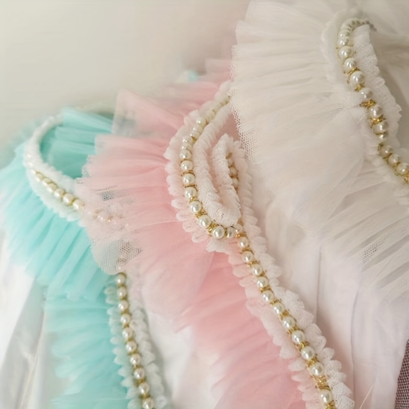 1 Yard Ruffle Trim Pearl Skirt Dress Doll Collar Ribbon - Temu
