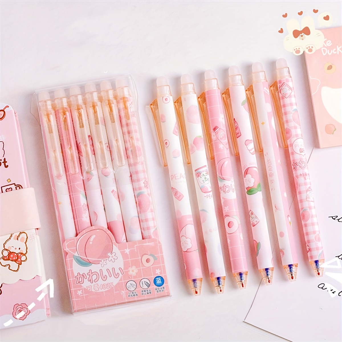 6PCS cute stationary stationary pens kawaii pen pink school supplies  staionary sets needle point pen