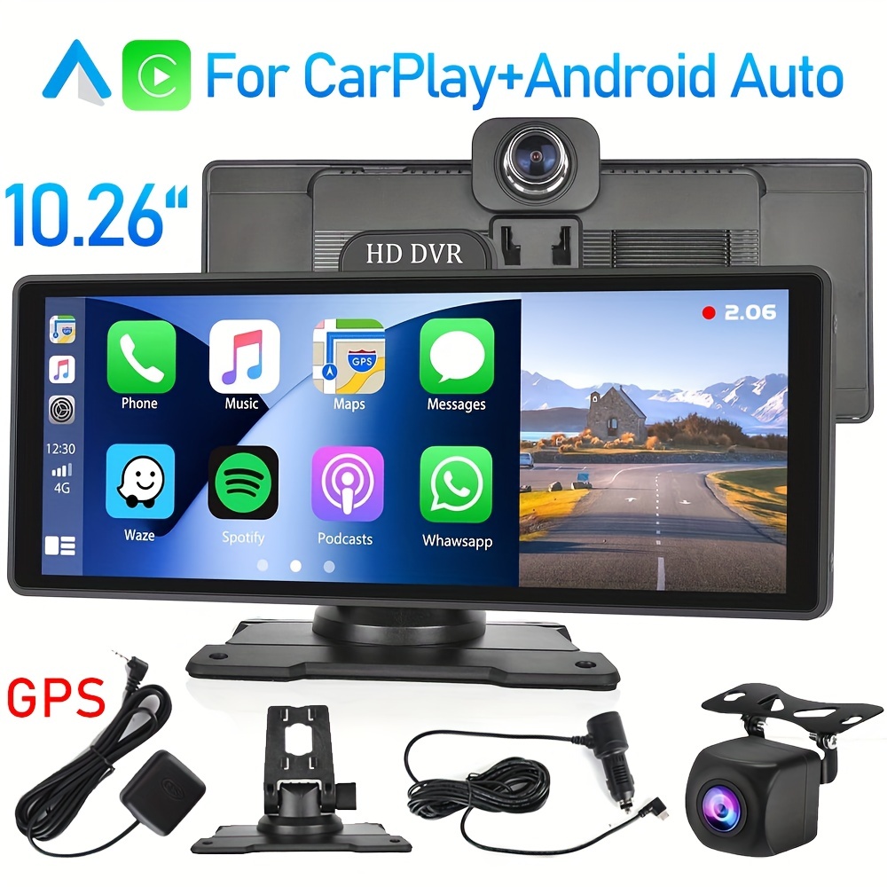 10.26 4K Car DVR Wireless CarPlay Android Auto ADAS WiFi AUX Dash Cam GPS  FM Rearview Camera Video Recorder Dashboard 