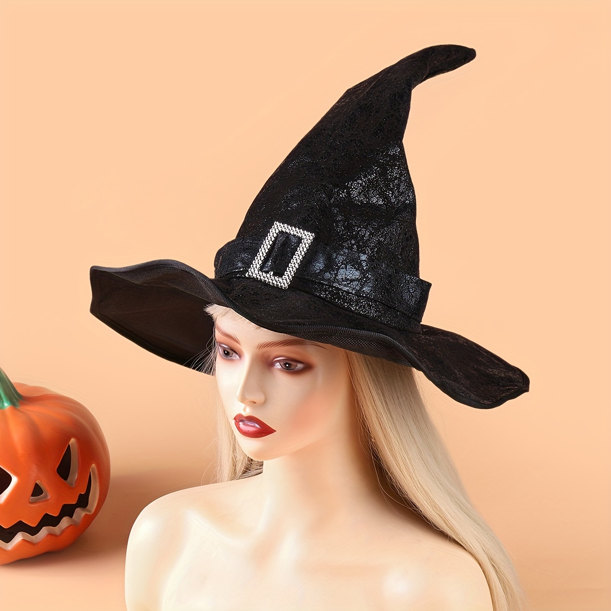 1pc Chapeau De Sorcière Tricoté Pour Halloween Avec Large Bord