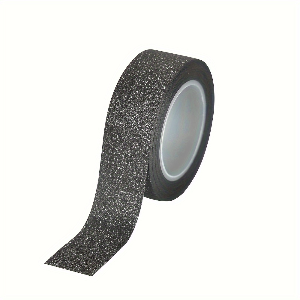 Image of Sparkling Black Glitter Washi Tape - Decorative Adhesive Roll For Crafts, Gift Wrapping & Scrapbooking