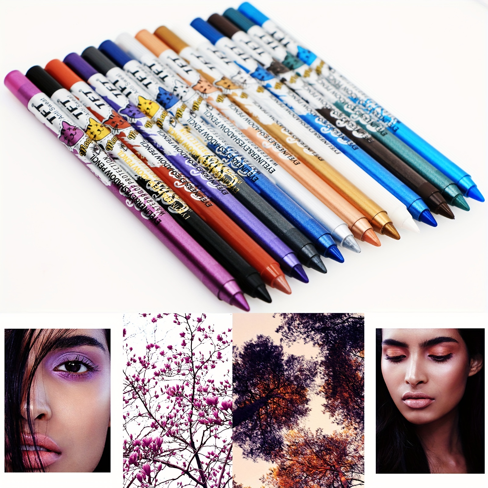 12 Colors Eyeliner Eyeshadow Pen Matte Finish Waterproof