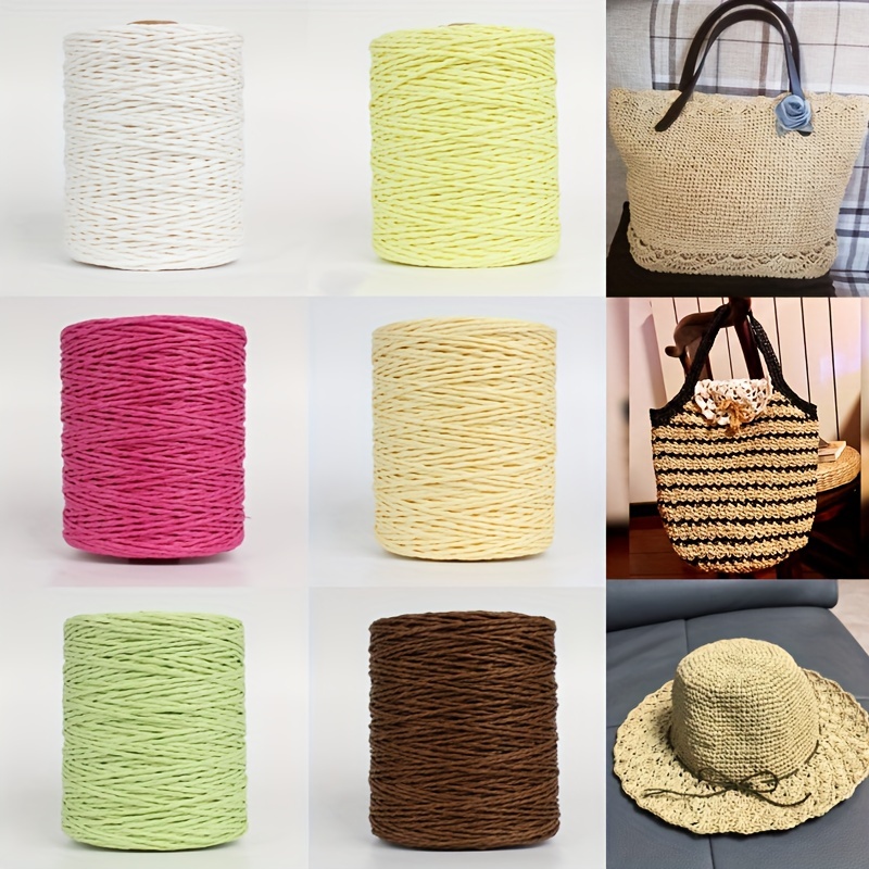 ✪ Raffia Yarn Soft Cotton Raffia Straw Yarn Length 150m Colorful Thread DIY  Weaving Material for Straw Bags Baskets Hat 