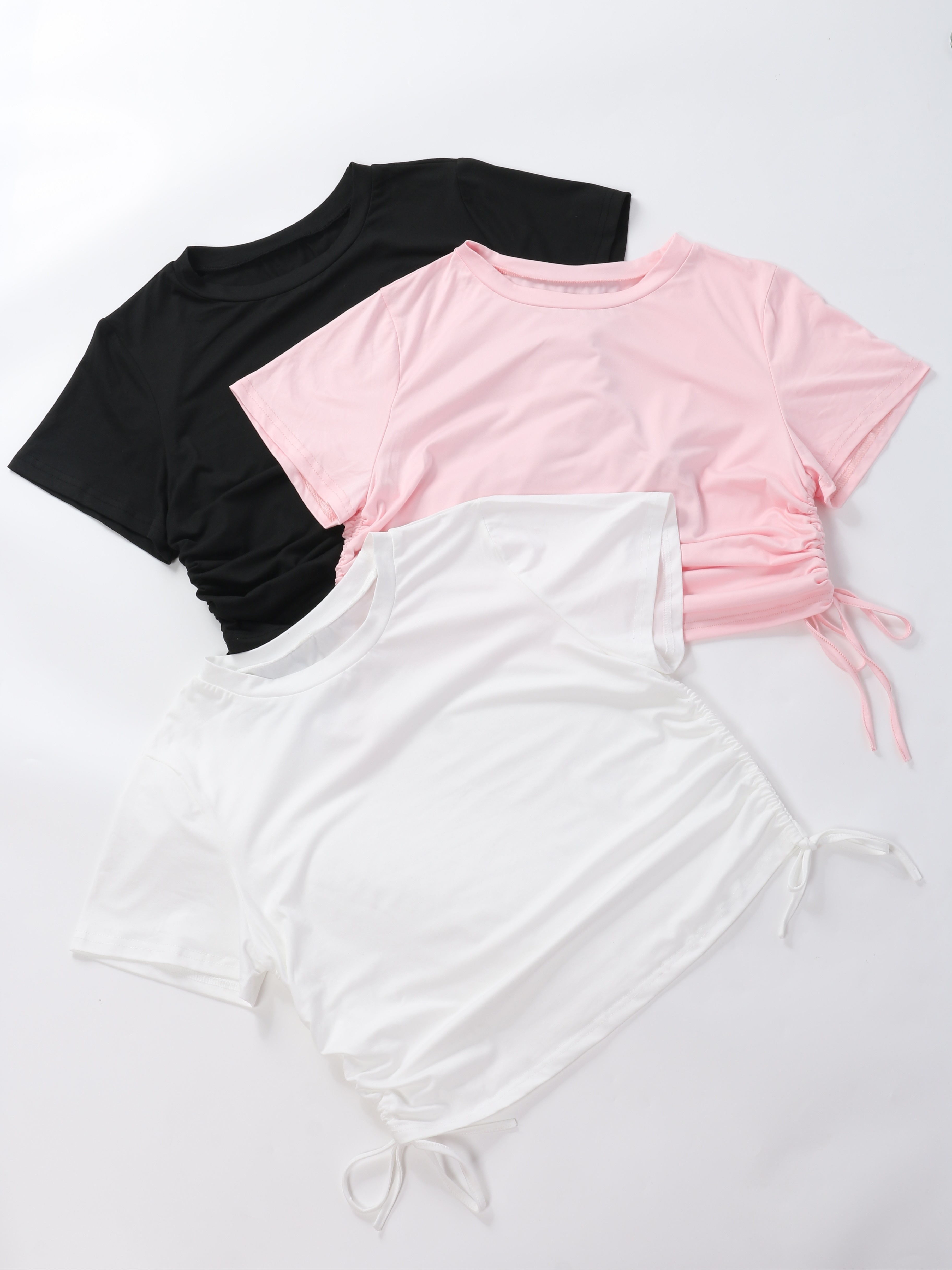 Plus Size Basic T shirt Set Women's Plus Plain Drawstring - Temu