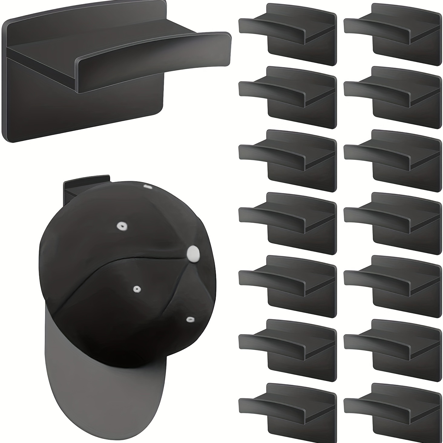 

10pcs No-drill Hat Rack - Organize Your Hats And Caps With Ease - Black