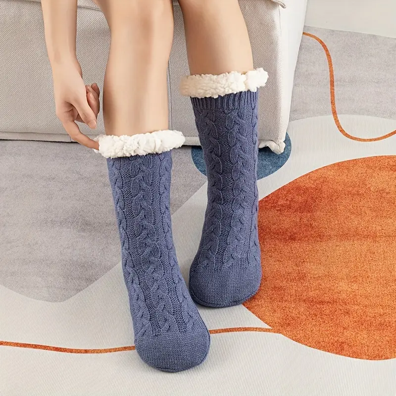 Women's Fleece Socks, Rubber Grip Socks
